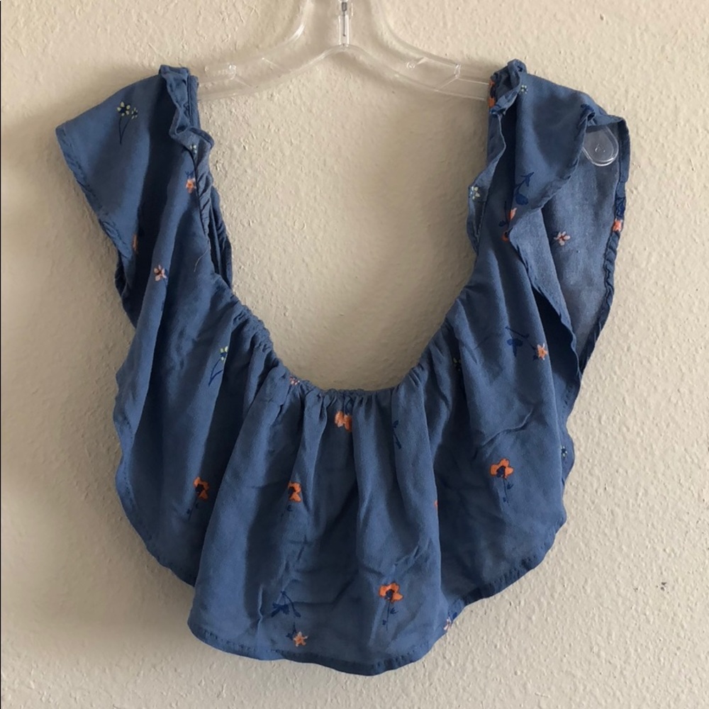 Honey Punch Blue Off Shoulder Top